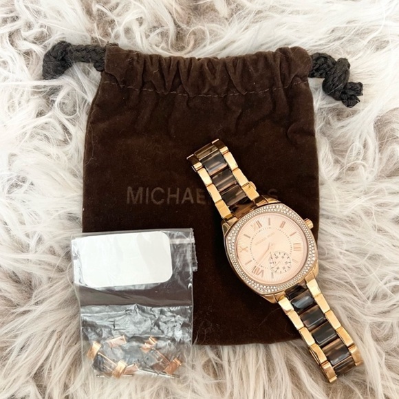 Michael Kors Rose Gold Watch with Tortoise Shell